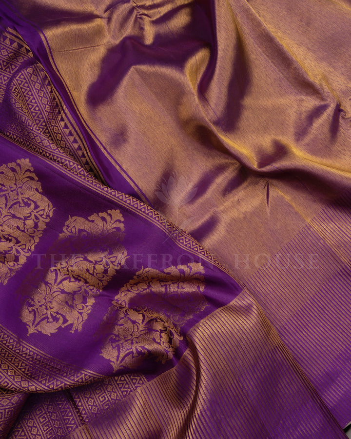 Purple Handwoven Kanjivaram Silk Saree - TSH2506129