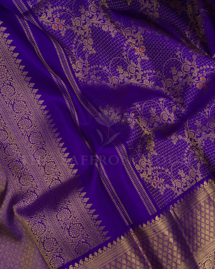 Dark Violet Handwoven Kanjivaram Silk Saree - TSH2506122