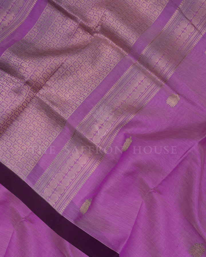 Lavender And Wine Cotton Silk Saree - TSH110022