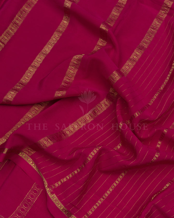 Rani Pink Pure Zari Mysore Silk Saree - TSH2506099