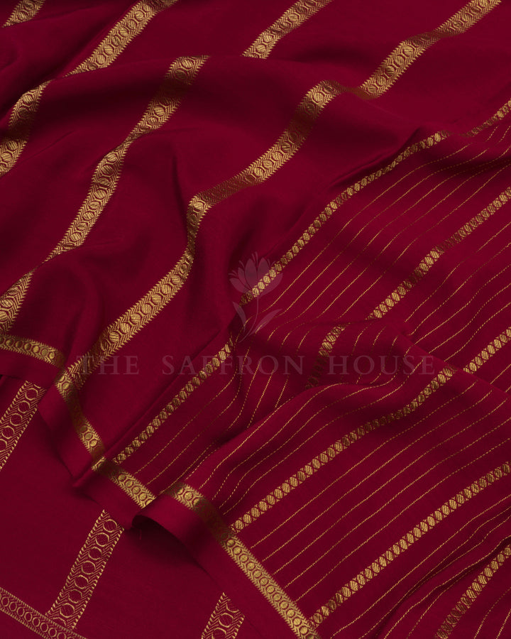Maroon Pure Zari Mysore Silk Saree - TSH2506098