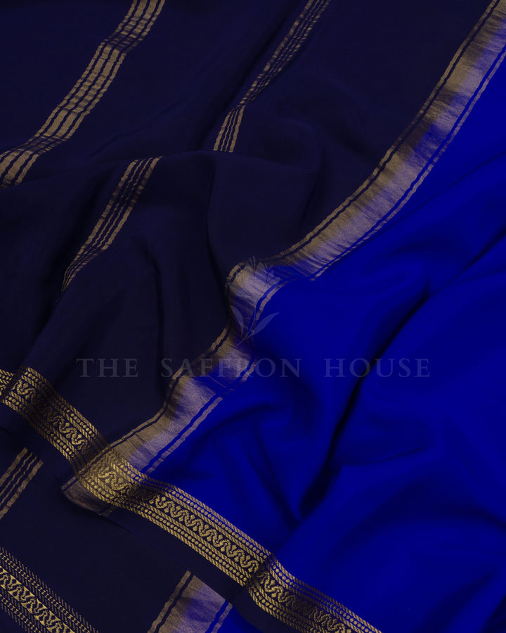 Royal Blue And Navy Blue Pure Zari Mysore Silk Saree - TSH2506103