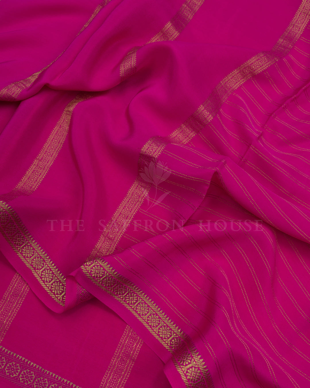 Bright Rani Pink Pure Zari Mysore Silk Saree - TSH2506147