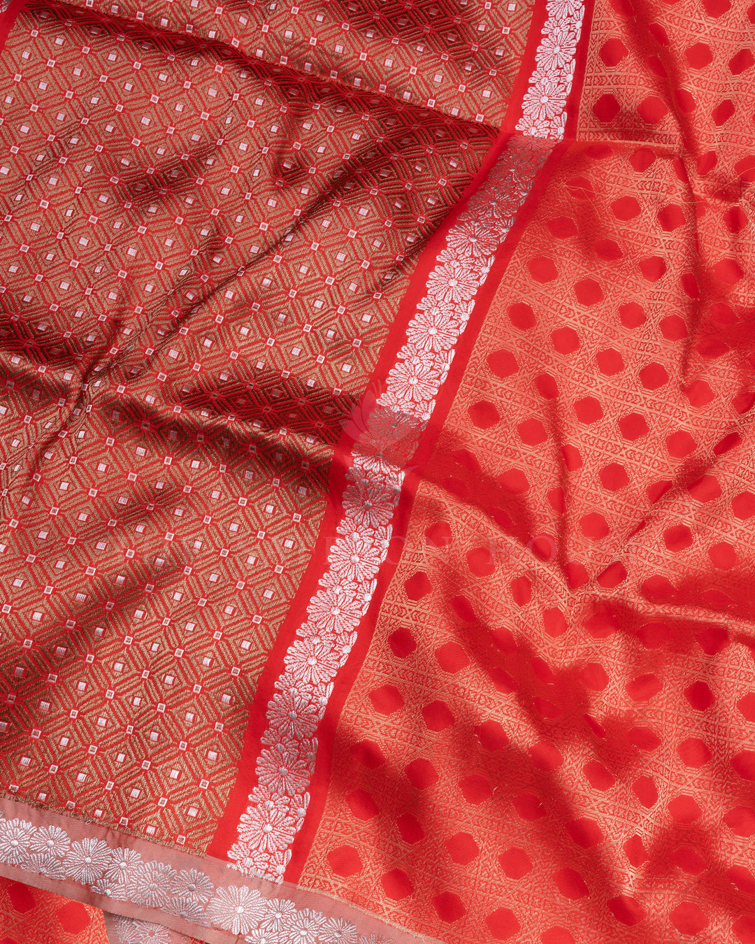 Orange Handwoven Banaras Silk Saree - TSH2506164