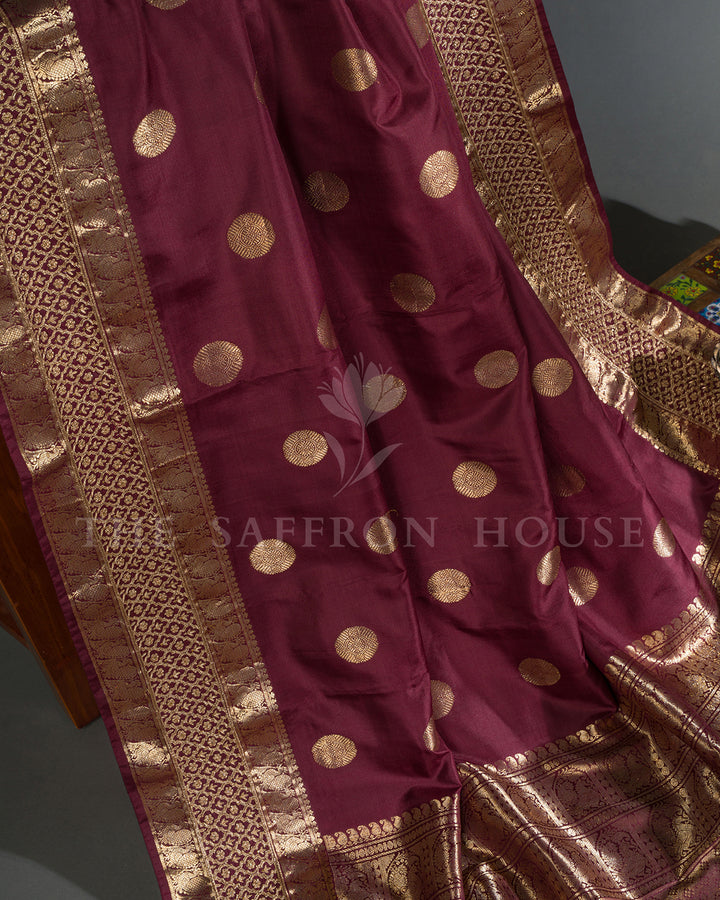 Maroon Kanchivaram Silk Saree with Embridered Border