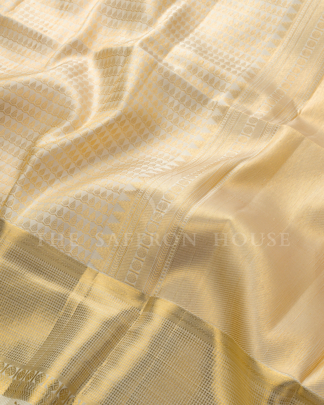 Cream Kanchivaram Brocade Silk Saree – view 4