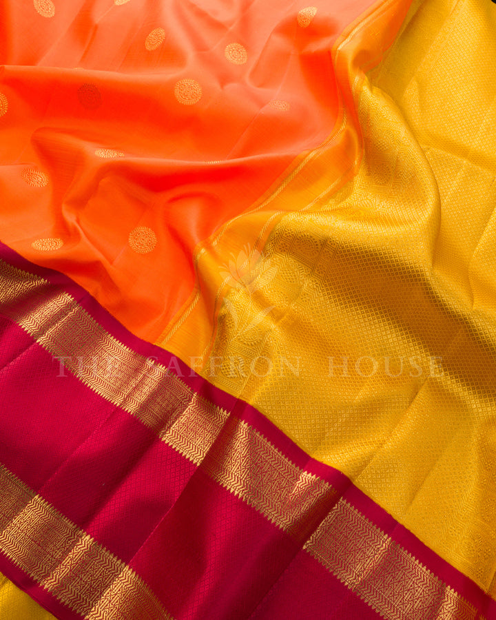 Orange & Mustard Kanchivaram Silk Saree – view 4