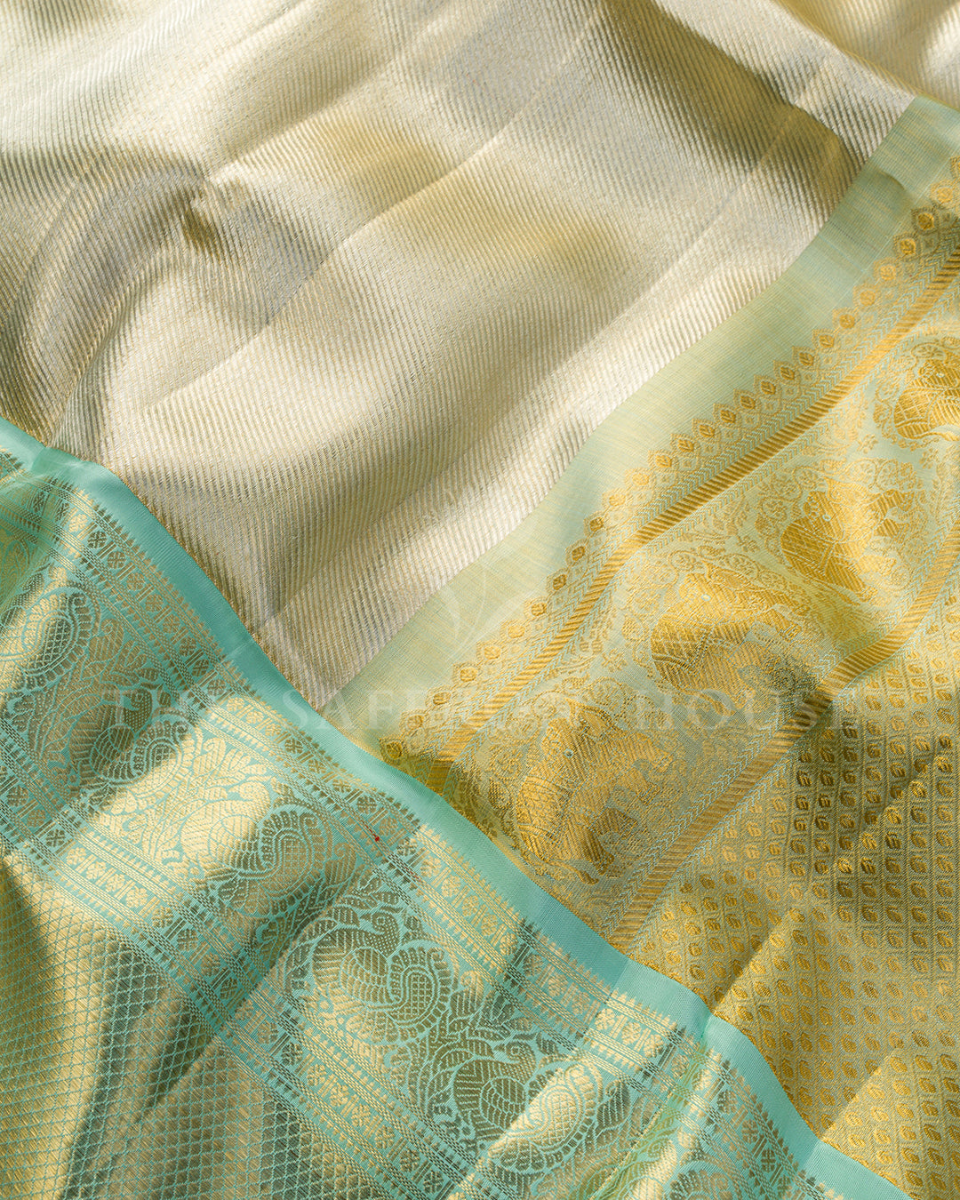 Cream Tissue Brocade Kanchivaram Silk Saree