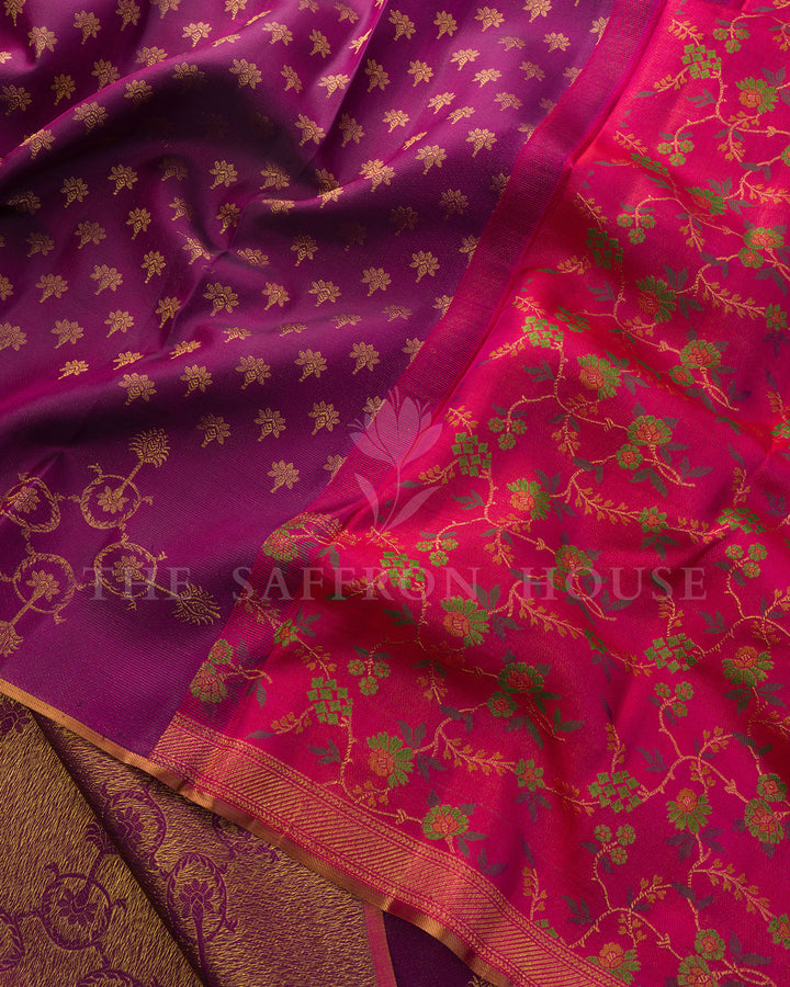 Dual Tone Purple Kanchivaram Silk Saree