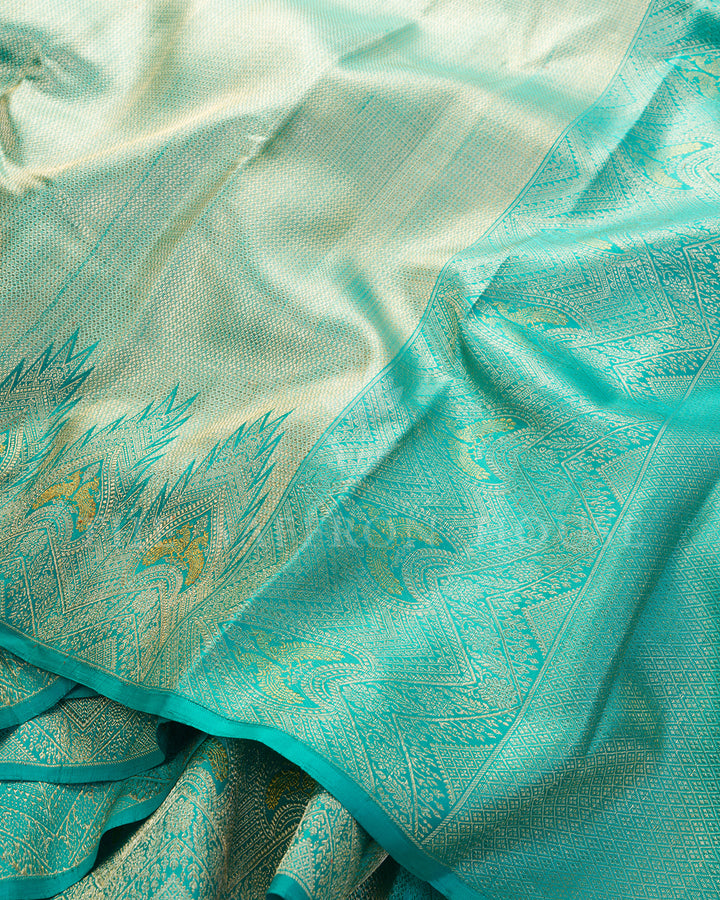 Turquoise Blue Kanchivaram Brocade Silk Saree