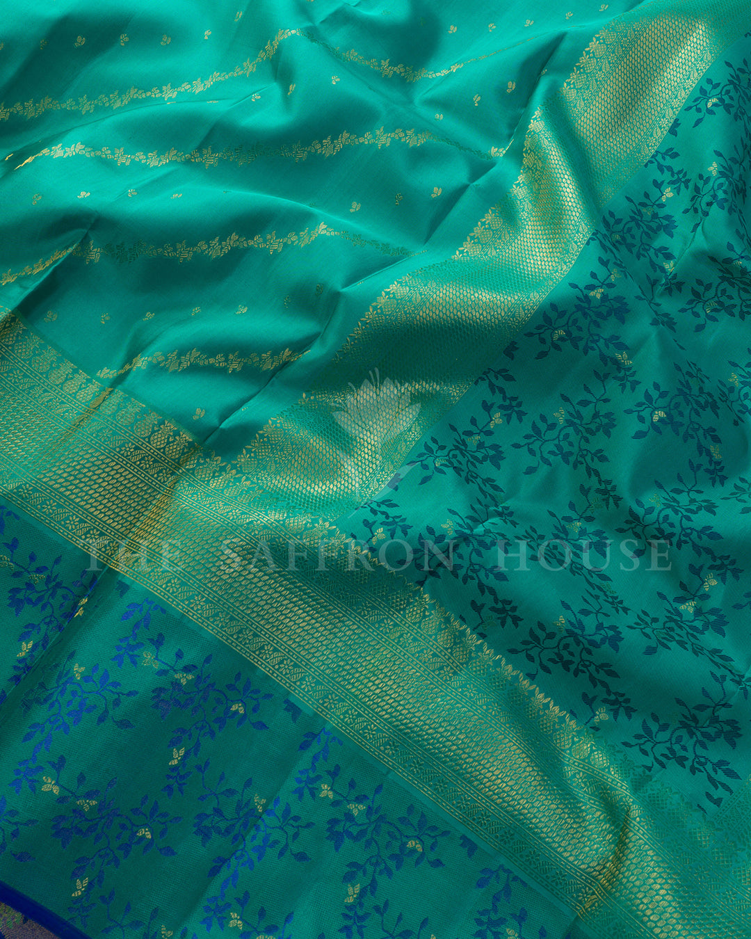Teal Green Kanchivaram Silk Saree