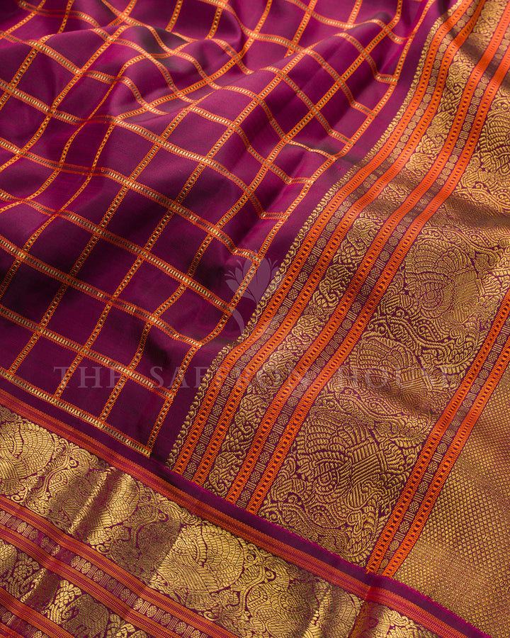 Wine Magenta Kanchivaram Silk Saree