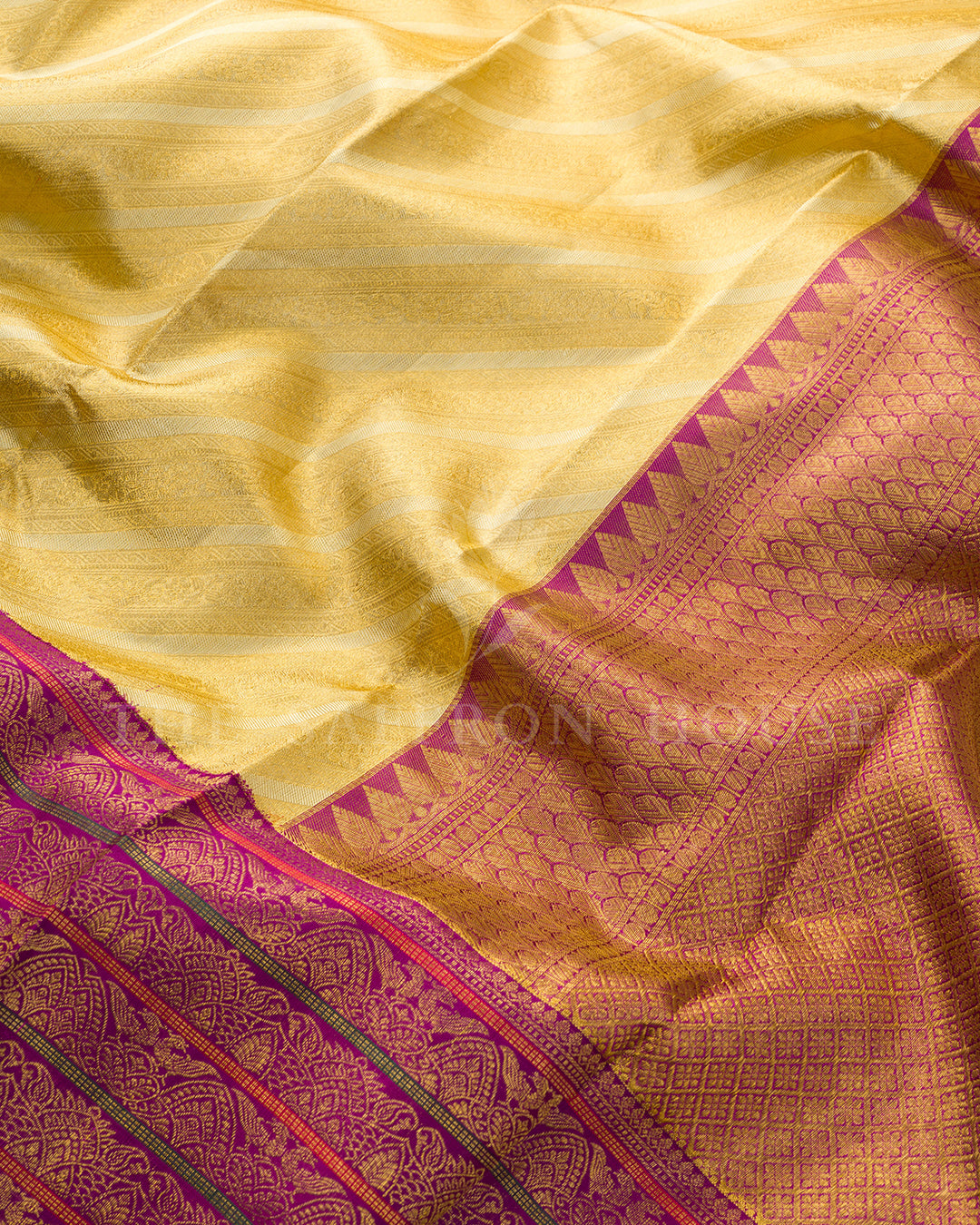 Gold & Magenta Korvai Kanchivaram Silk Saree