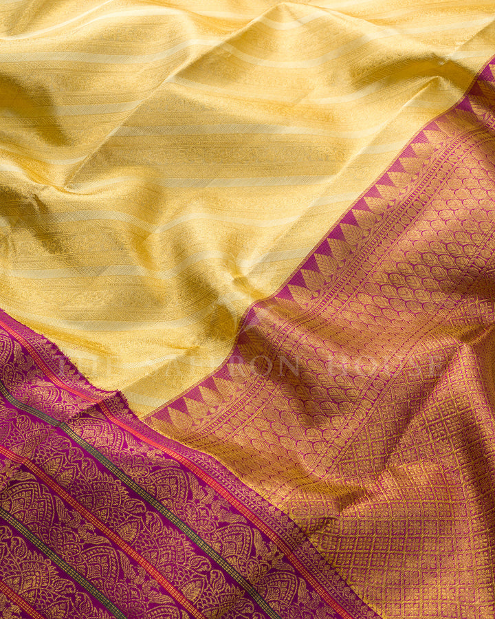Gold & Magenta Korvai Kanchivaram Silk Saree