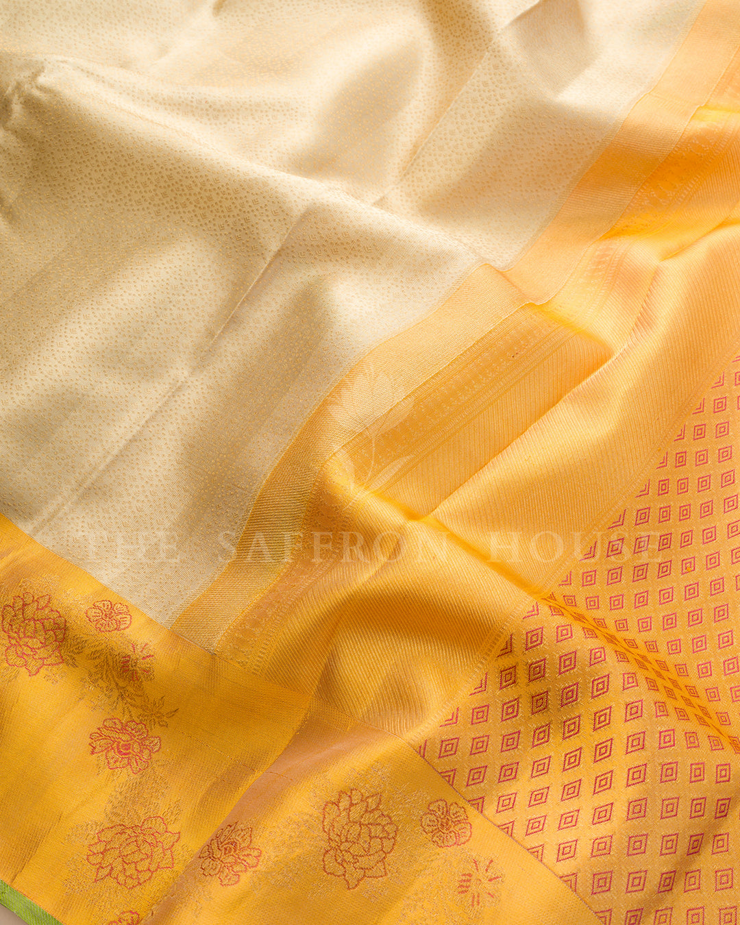 Cream Kanchivaram Silk Saree