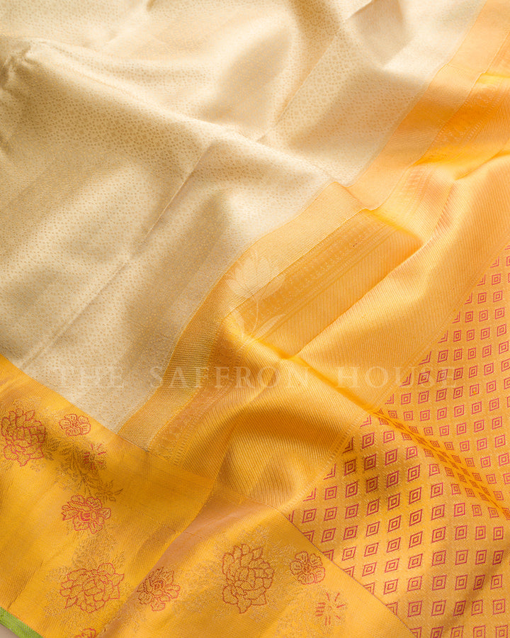 Cream Kanchivaram Silk Saree