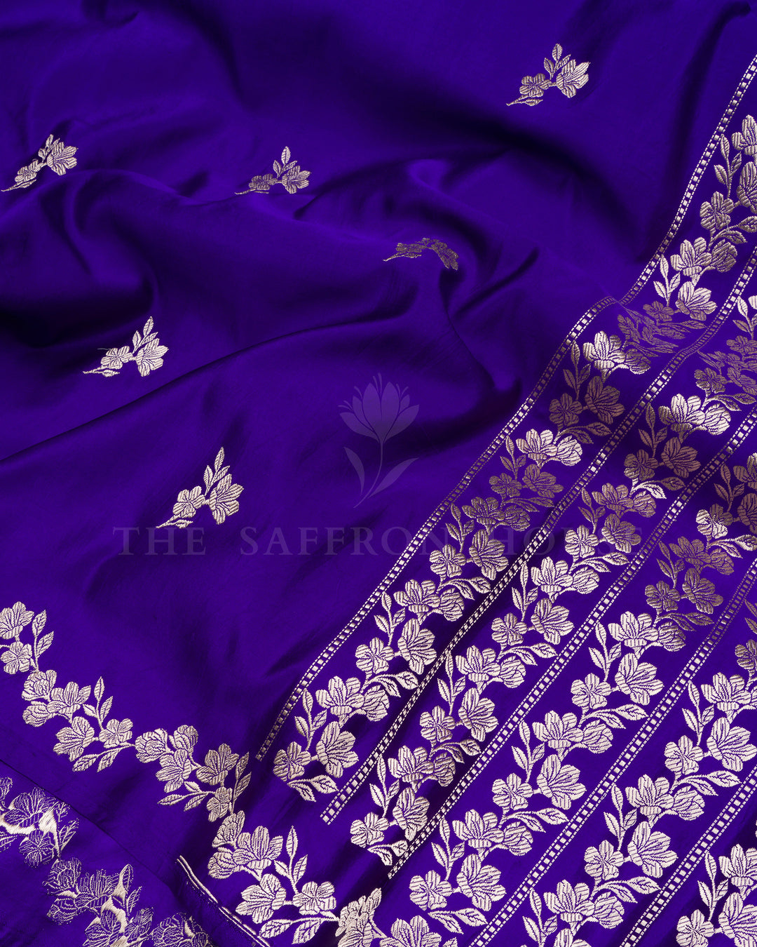 Purple Handwoven Satin Banarasi Silk Saree - TSH000028-view4