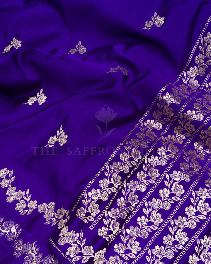 Purple Handwoven Satin Banarasi Silk Saree - TSH000028-view4