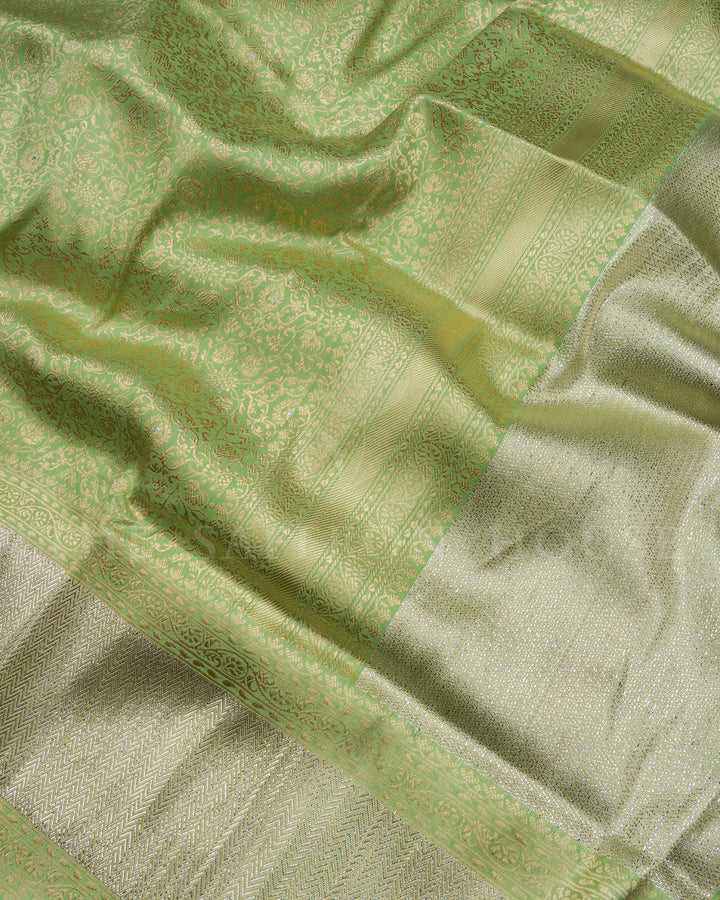 Light Green Handwoven Banarasi Silk Saree - TSH2506134