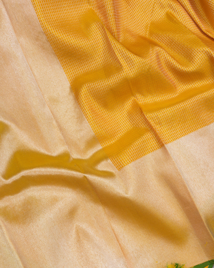 Golden Yellow And Yellowish Silver Handwoven Kanjivaram Silk Saree - TSH2506128-View4
