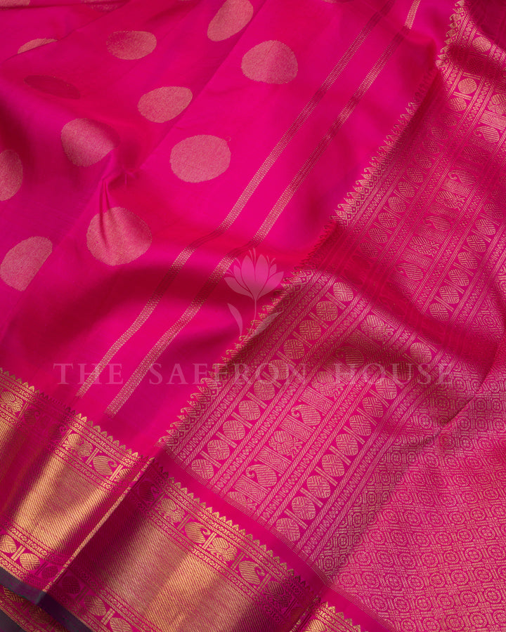 Handloom Pure Kanjivaram Silk Saree in Fuschia Pink - TSH250116