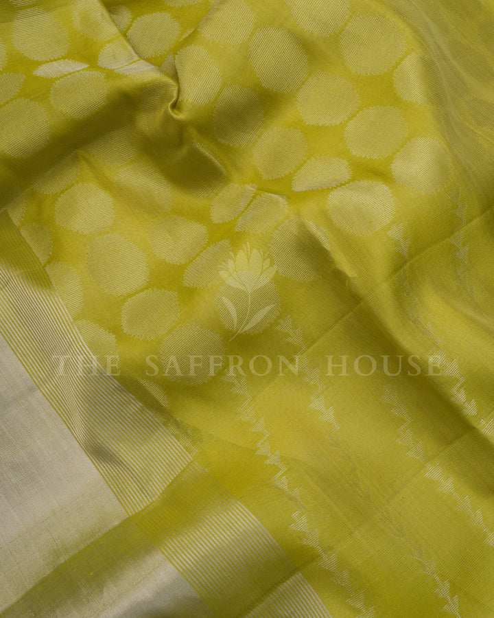 Handloom Soft Silk Saree in Light Lime Green - TSH6050