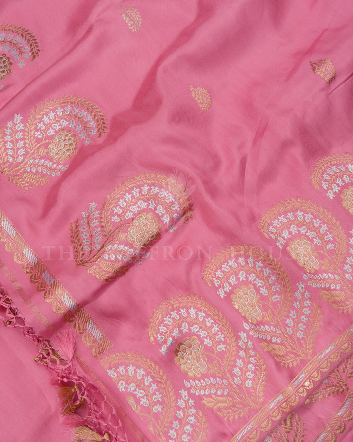 Light Pink Handwoven Banarasi Silk Saree - TSH2506160