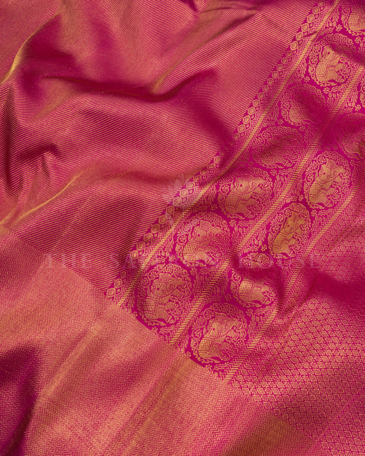 Pinkish Magenta Handwoven Brocade Kanjivaram Silk Saree - TSH2506258