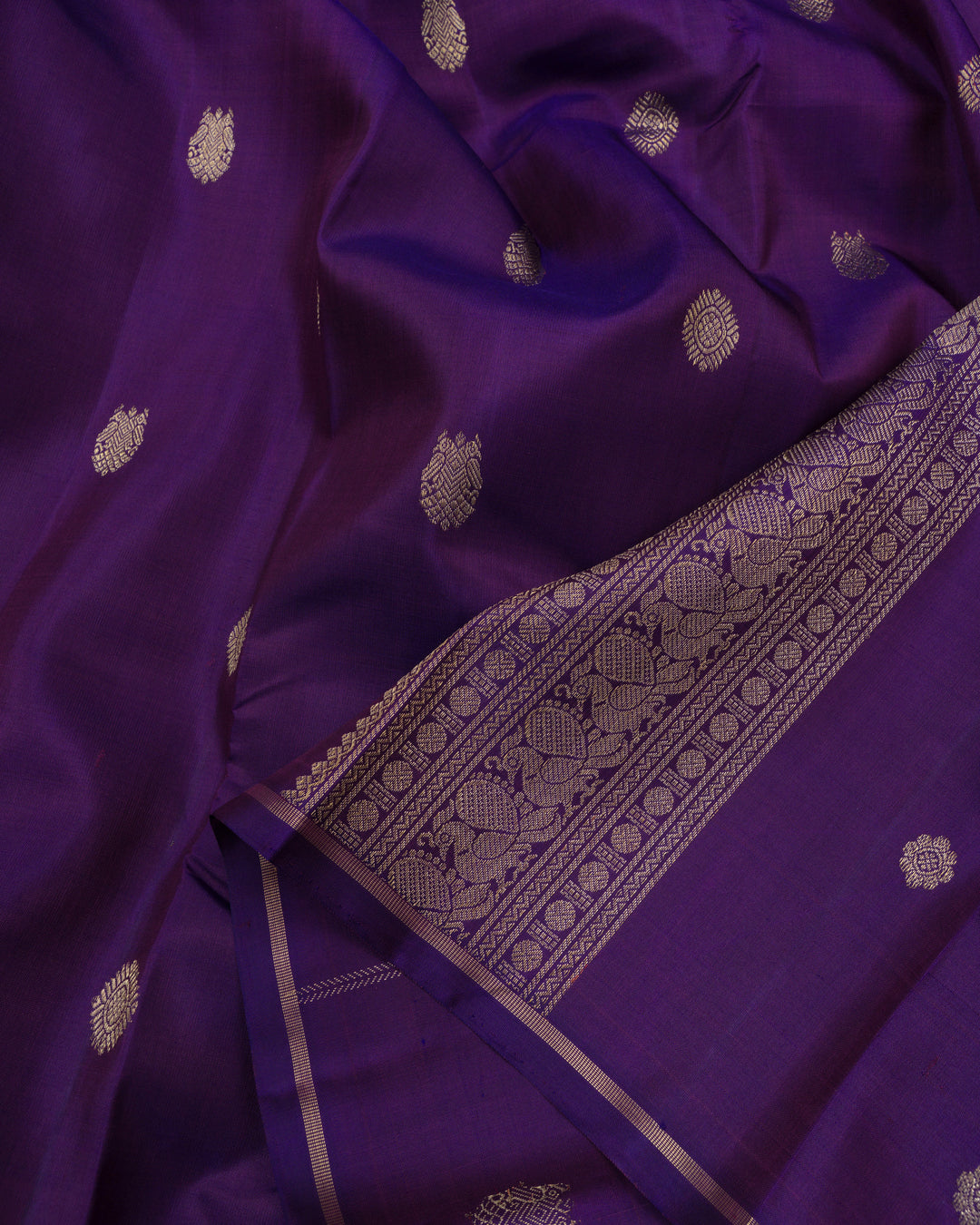 Purple Handwoven Kanjivaram Silk Saree - TSH250134