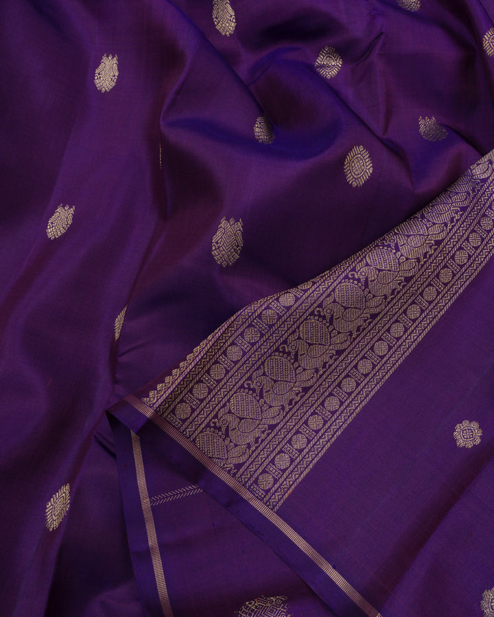 Purple Handwoven Kanjivaram Silk Saree - TSH250134