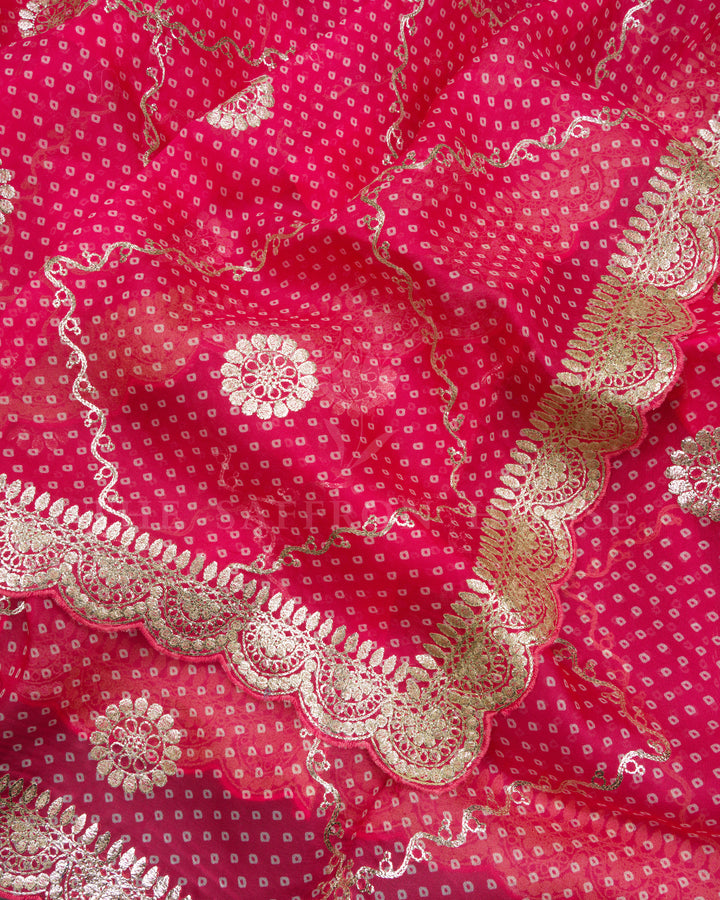 Pink Handwoven Bandini Printed Organza Saree - TSH846014