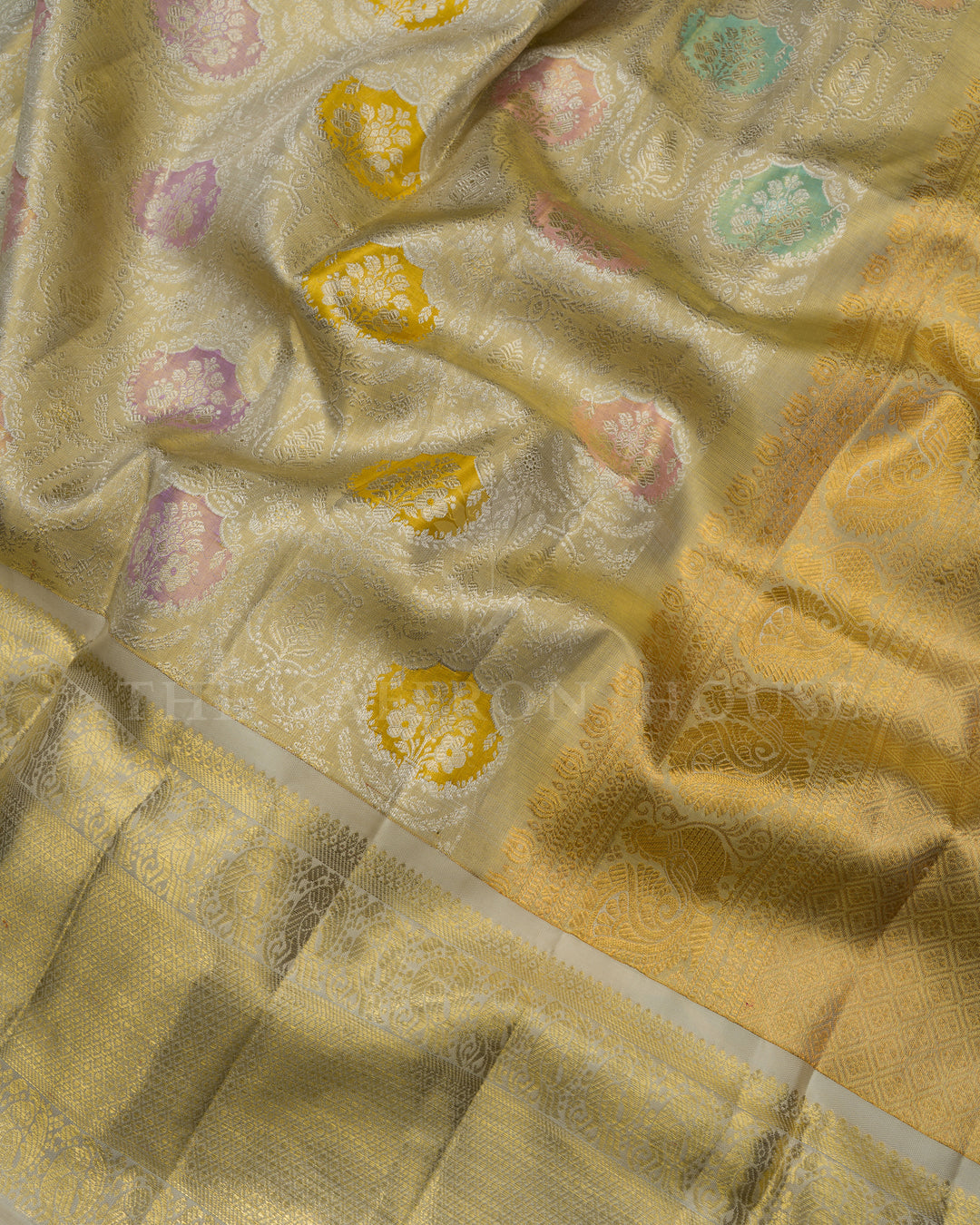 Gold Handwoven Tissue Kanjivaram Silk Saree - TSH2506292