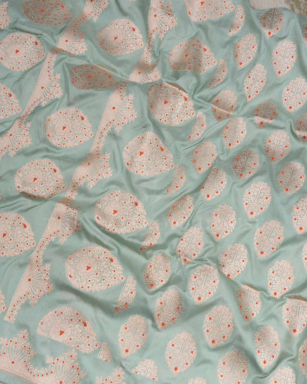 Pastel Sea Green Handwoven Banarasi Silk Saree - TSH2506136-view4