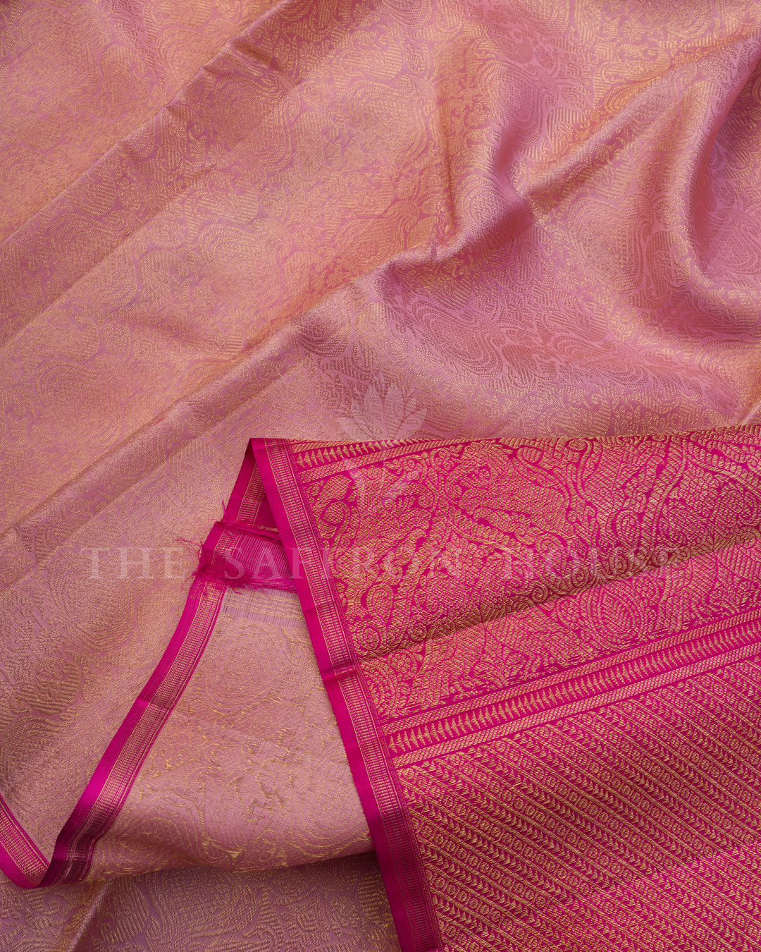 Handloom Pure Kanjivaram Silk Saree in Onion Pink And Rani Pink - TSH250200