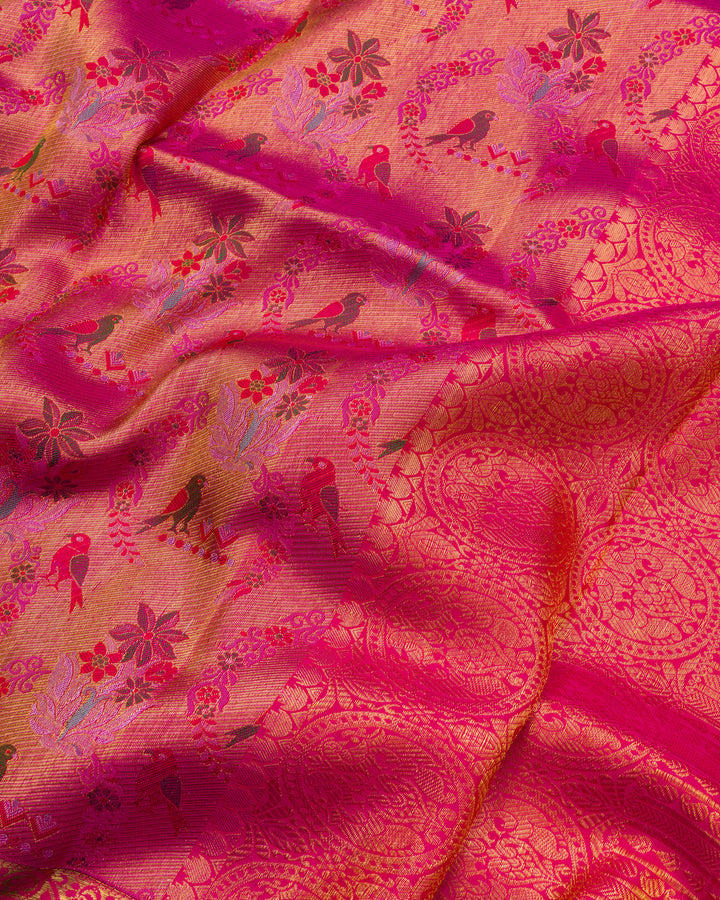 Collector’s Kanchi Jamdhani Weave Saree with Intricate Meenakari
