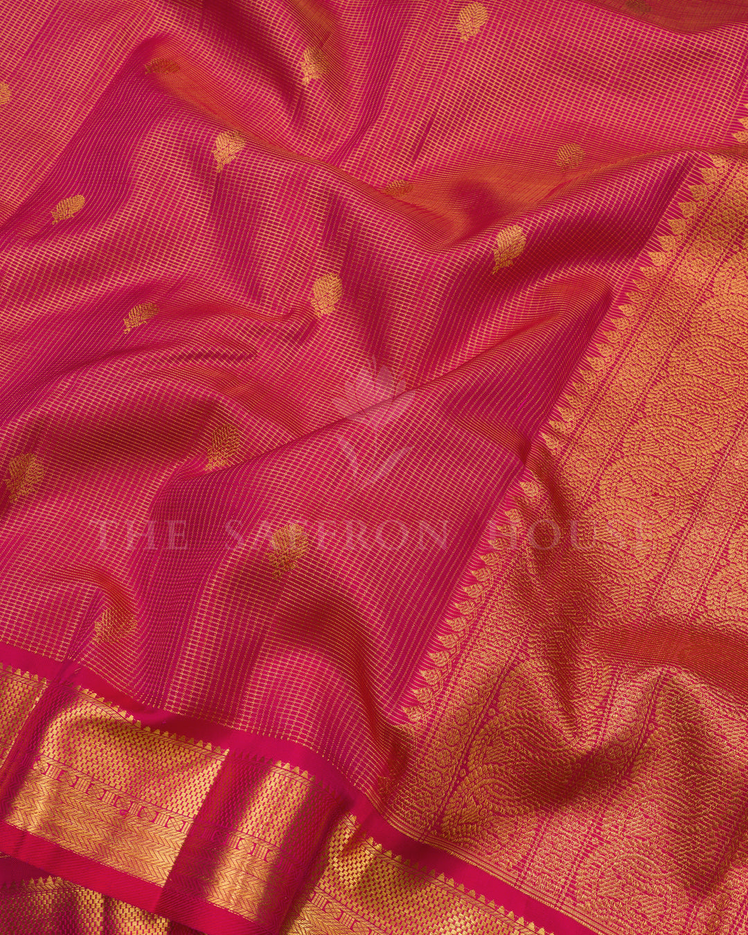 Pinkish Red Handwoven Kanjivaram Silk Saree - TSH2506251