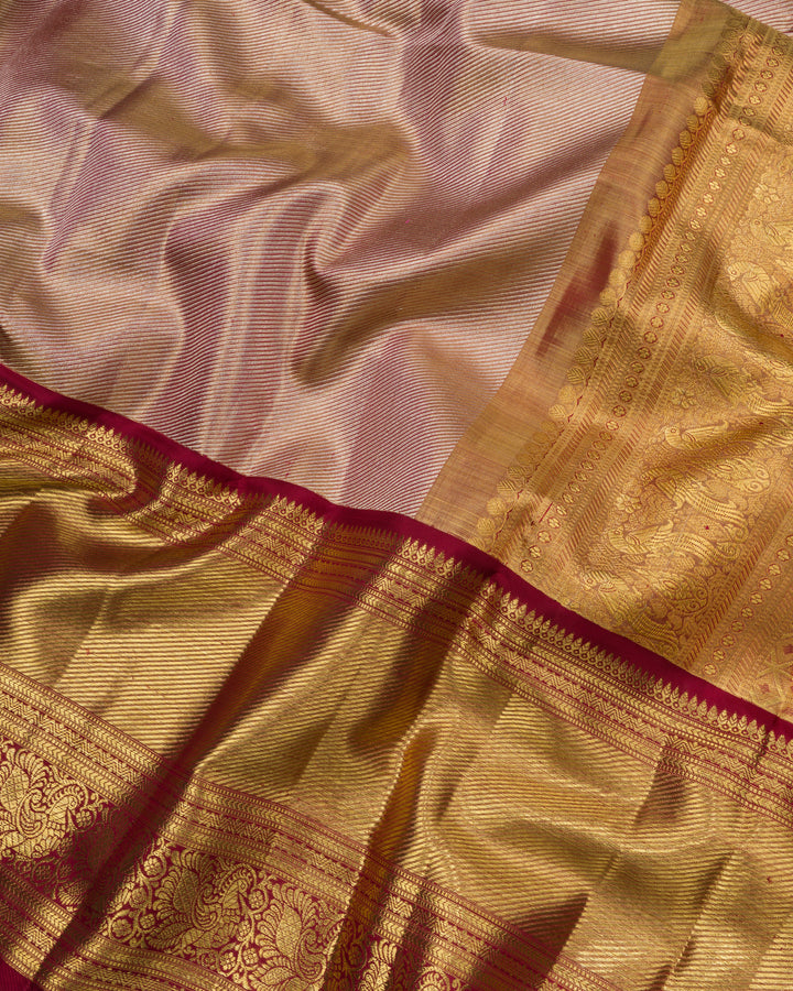 कलेक्टर की कांची जामधानी साड़ी, जटिल मीनाकारी के साथ - 12 महीने की मास्टरवीव - TSH000014