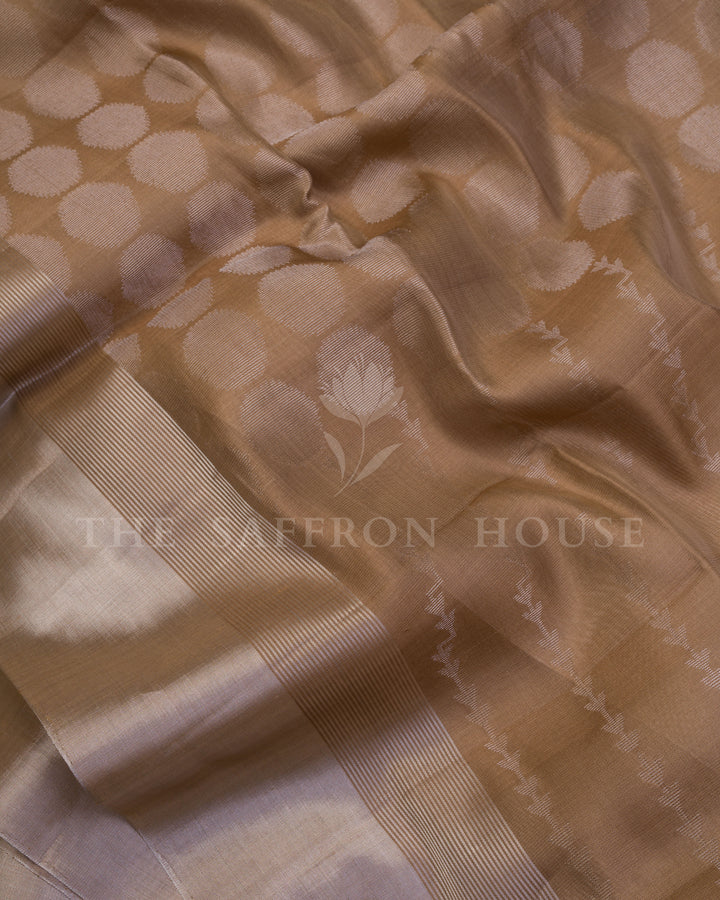 Handloom eri Silk Saree in Warm Taupe Brown - TSH6055