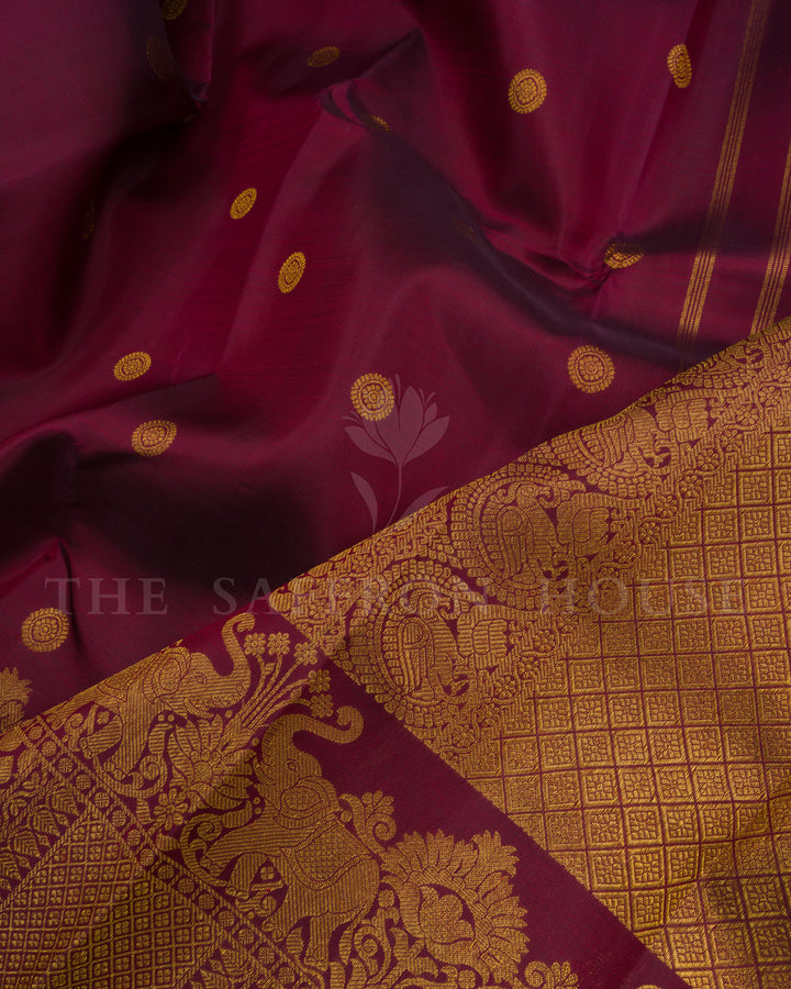 Maroon Handwoven Brocade Kanjivaram Silk Saree - TSH2506218