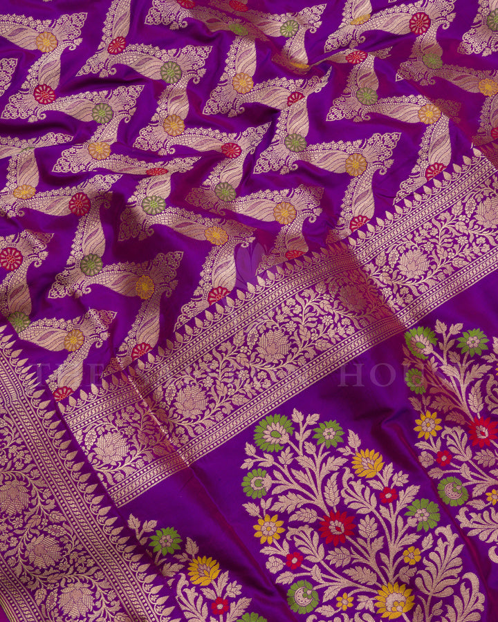 Purple Handwoven Banarasi Silk Saree - TSH2506135