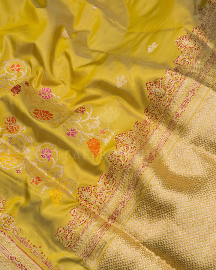 Mustard Yellow Handwoven Banarasi Silk Saree - TSH2506167