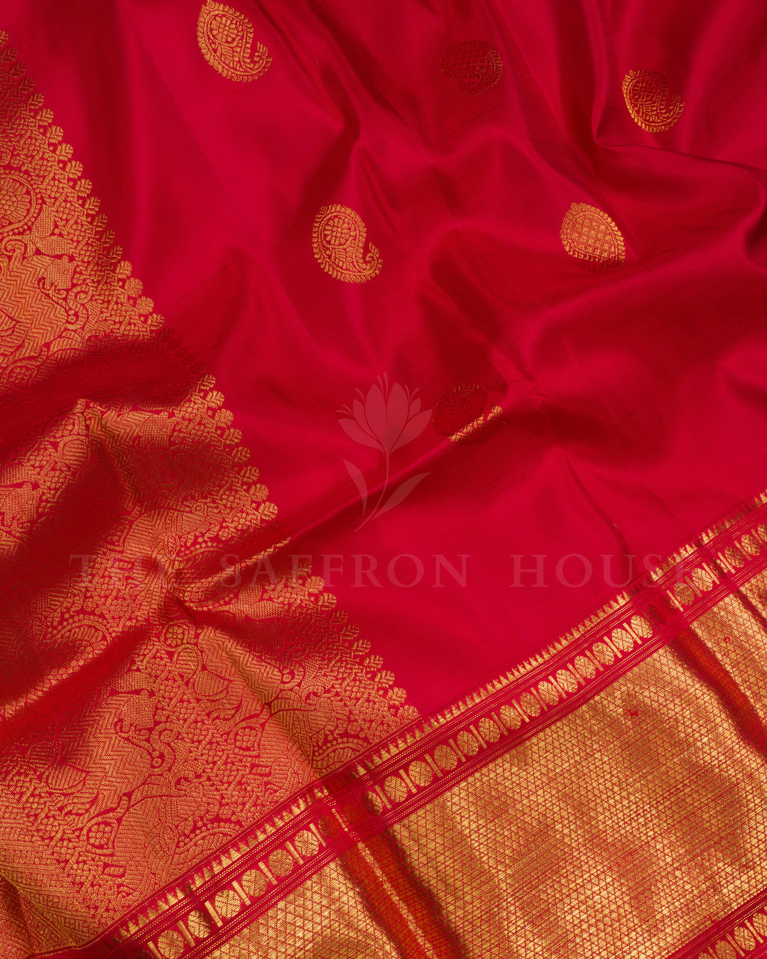 Deep Red Handwoven Kanjivaram Silk Saree - TSH2506043-view4