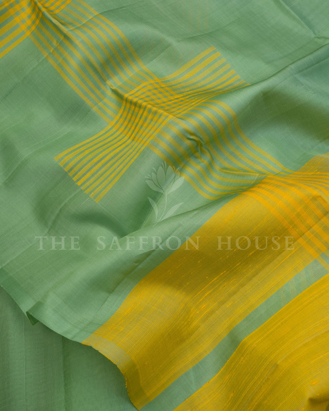 Handloom Soft Silk Saree in Green And Yellow - TSH6045