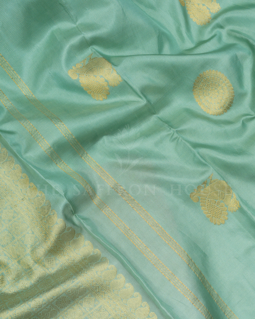 Sea Green Handwoven Kanjivaram Silk Saree - TSH807-View4