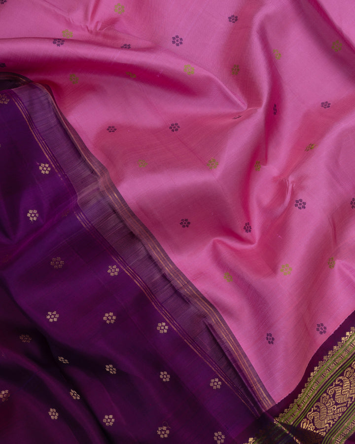 Lotus Pink And Purple Handwoven Kanjivaram Silk Saree - TSH2506018-view4
