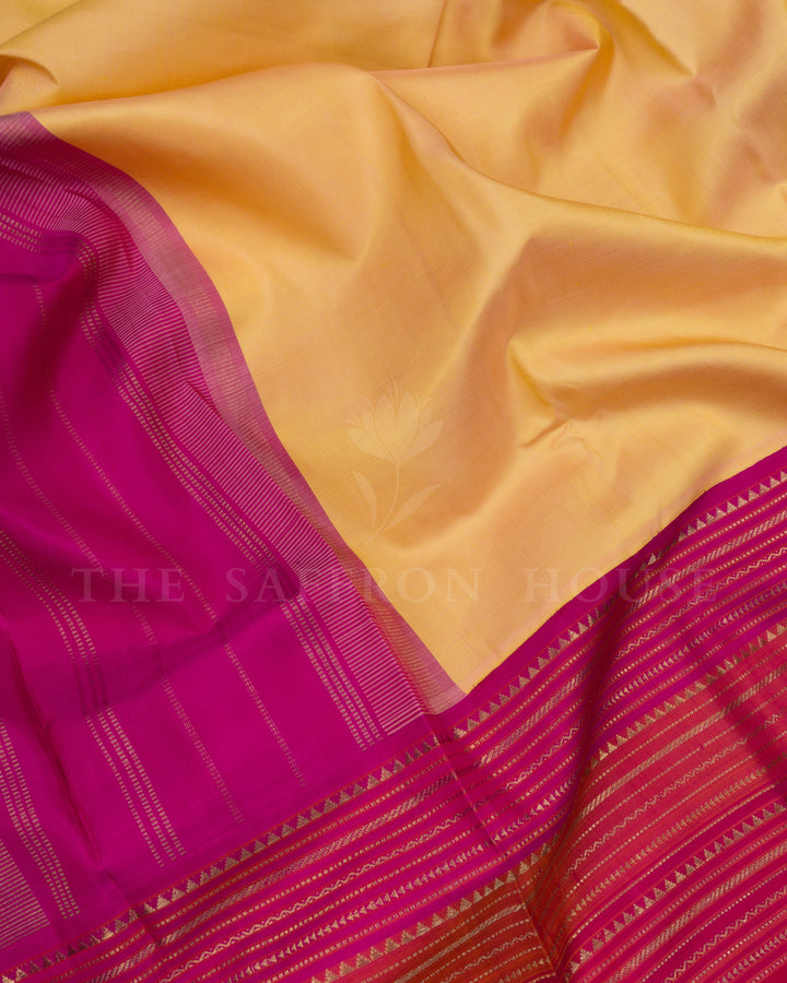 Bright Peach And Magenta Pink Handwoven Kanjivaram Silk Saree - TSH250259-view4
