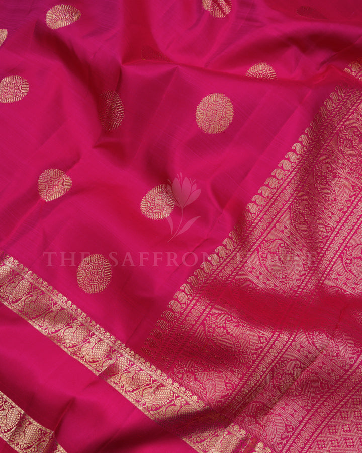 Rani Pink Retta Pett Handwoven Kanjivaram Silk Saree - TSH2506245
