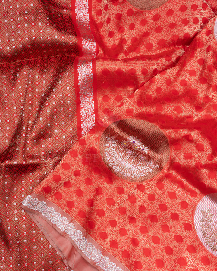 Orange Handwoven Banaras Silk Saree - TSH2506164