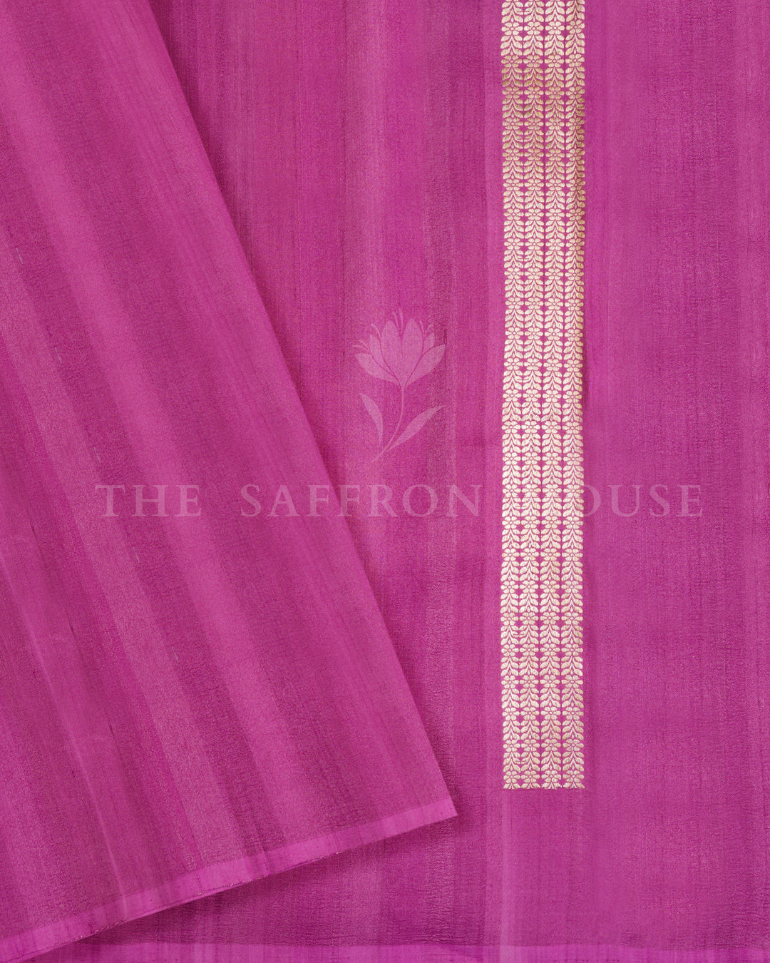Magenta Banarasi Tussar Georgette Saree with Floral Jaal & Minar Border – Handwoven Zari Elegance