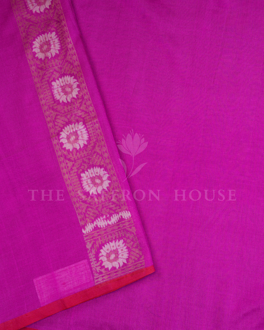 Ranjini – Banaras Cotton Kora Jamdani Saree in Rani Pink - TSH250582